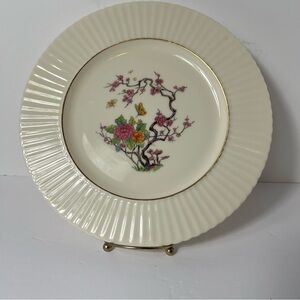 Lenox Trenton Special Plate USA Fluted Floral Gold Rim Blossom Ming Tree